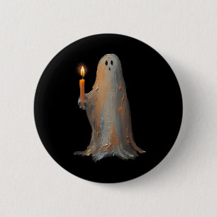 Halloween Ghost Holding Candle Spooky  2 Inch Round Button