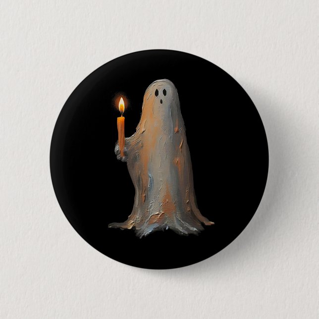 Halloween Ghost Holding Candle Spooky  2 Inch Round Button (Front)