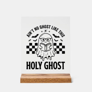 Halloween Ghost Holy Ghost Funny Vintage Checkerbo Acrylic Sign