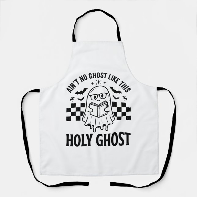 Halloween Ghost Holy Ghost Funny Vintage Checkerbo Apron (Front)