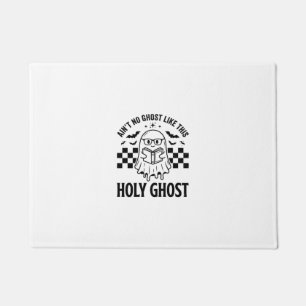 Halloween Ghost Holy Ghost Funny Vintage Checkerbo Doormat