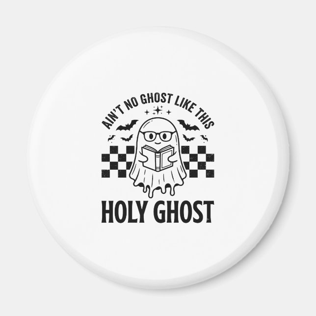 Halloween Ghost Holy Ghost Funny Vintage Checkerbo Magnet (Front)
