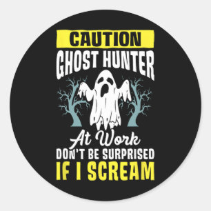 Halloween Ghost Hunter Work Paranormal Ghost Hunti Classic Round Sticker
