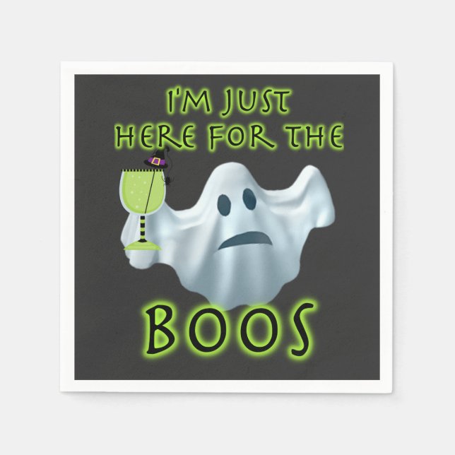 Halloween Ghost I'm Just Here for the Boos Napkin (Front)