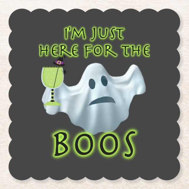 Halloween Ghost I'm Just Here for the Boos Paper C Paper Coaster (Front)