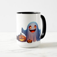 Halloween Ghost In Spooky Pumpkin Night Scene 🌙