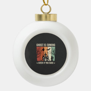 Halloween Ghost Is Coming Haunted House Ceramic Ball Christmas Ornament