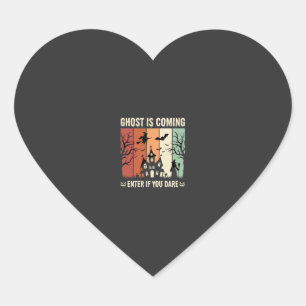 Halloween Ghost Is Coming Haunted House Heart Sticker