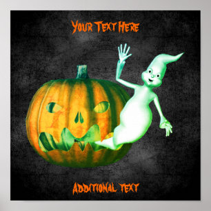 Halloween Ghost Jack O Lantern Cute Personalized  Poster