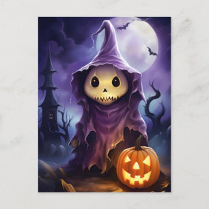 Halloween Ghost Jack-o'-lantern Illustration Holiday Postcard