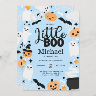 Halloween Ghost Little Boo 2nd Birthday Party Invitation