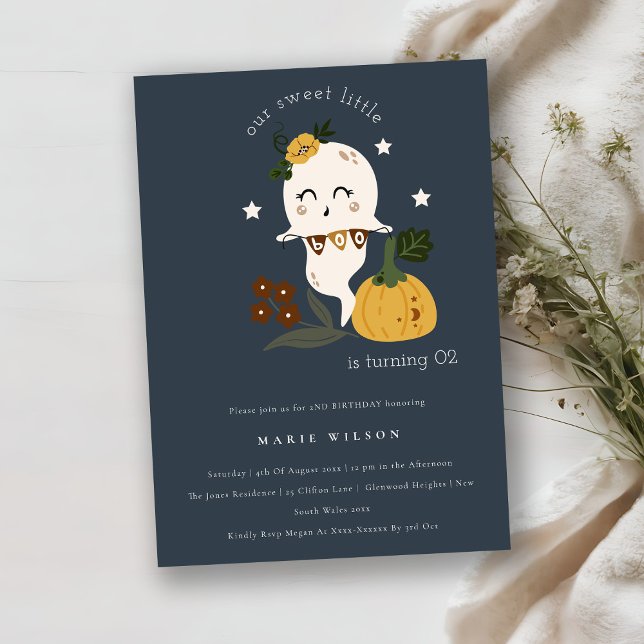 Halloween Ghost Little Boo Any Age Birthday Invite (Creator Uploaded)