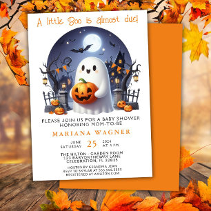 Halloween Ghost Little Boo Baby Shower Invitation