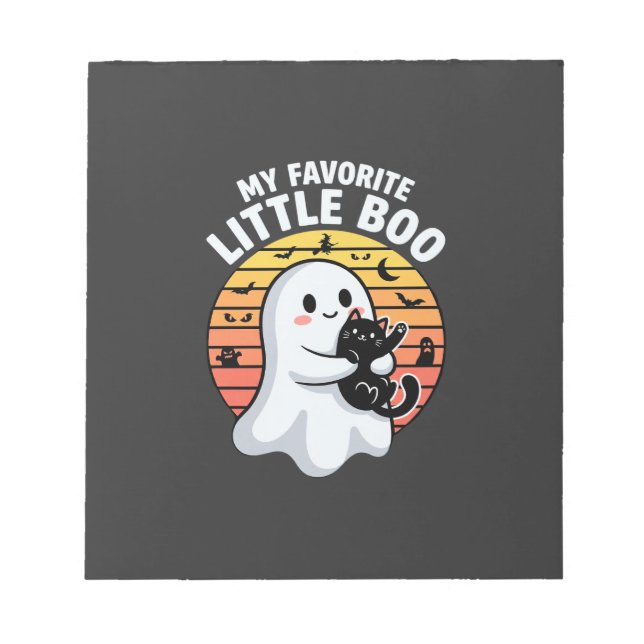 Halloween Ghost Little Boo Cat Notepad (Front)