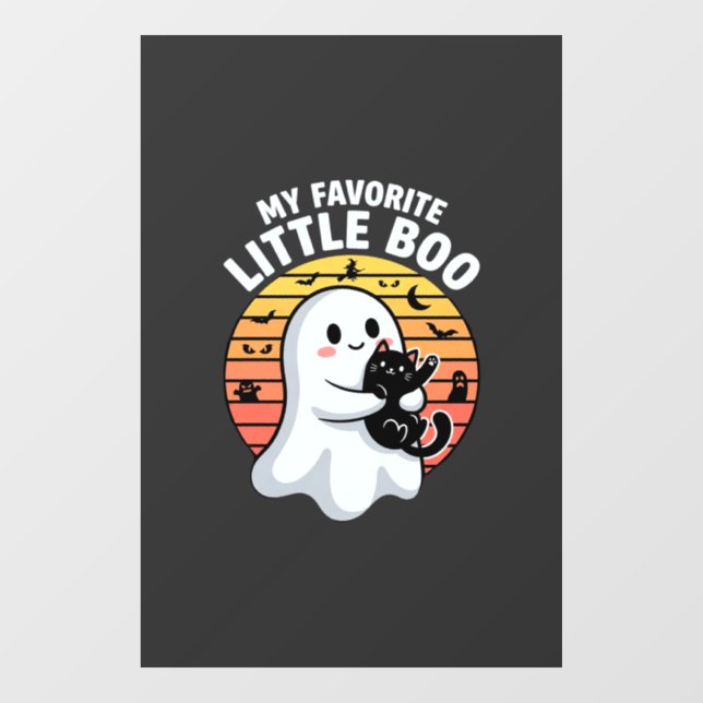Halloween Ghost Little Boo Cat Window Cling (Sheet)
