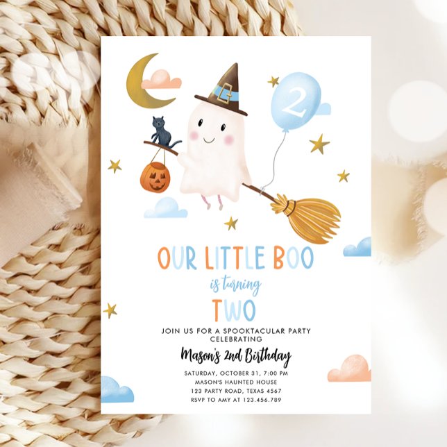 Halloween Ghost Little Boo Spooktacular Birthday Invitation (Creator Uploaded)