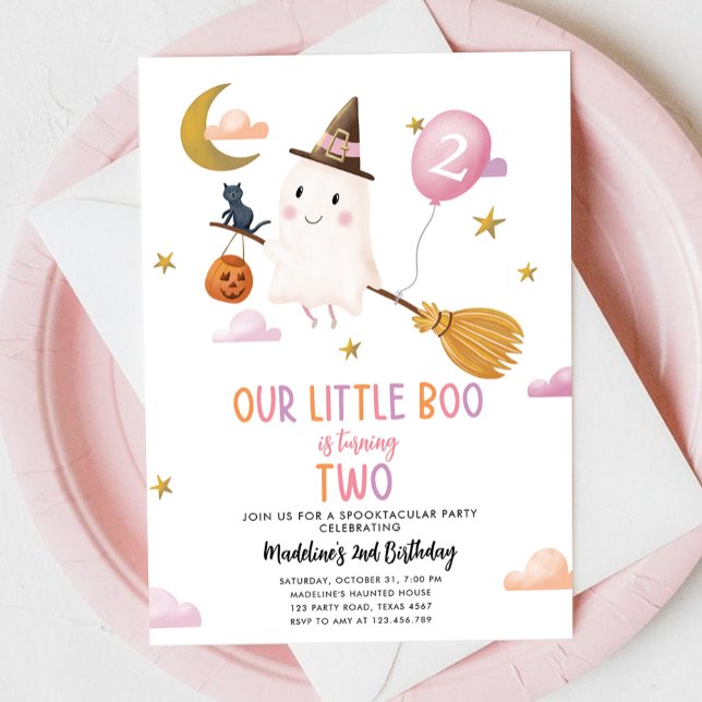 Halloween Ghost Little Boo Spooktacular Birthday Invitation (Creator Uploaded)