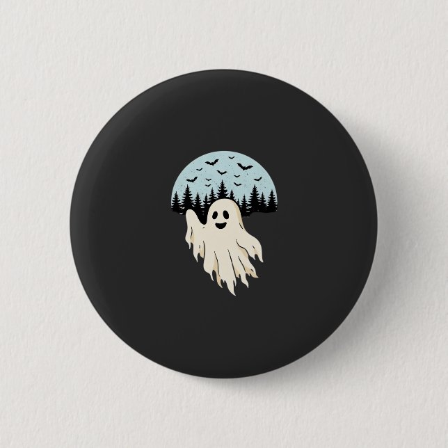 Halloween Ghost Moon Forest Design_1 2 Inch Round Button (Front)