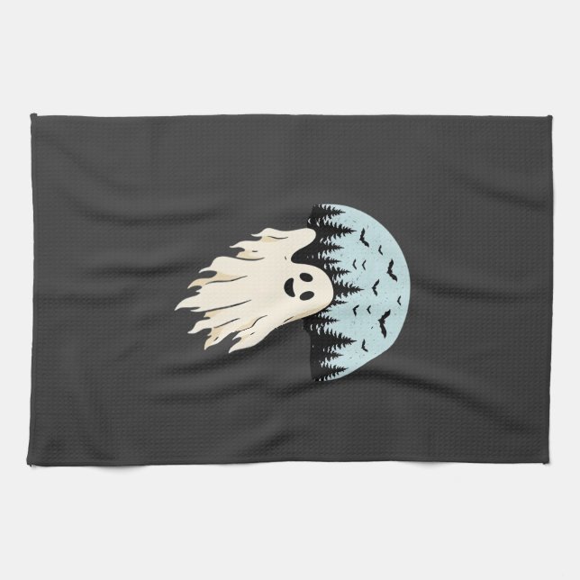 Halloween Ghost Moon Forest Design_1 Kitchen Towel (Horizontal)