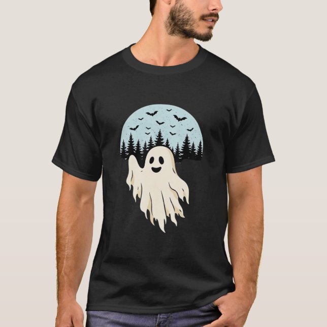 Halloween Ghost Moon Forest Design_1 T-Shirt (Front)
