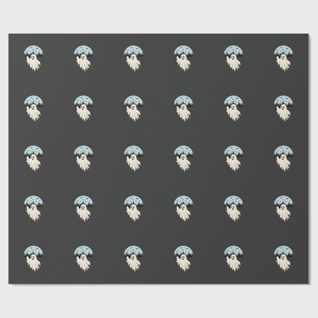 Halloween Ghost Moon Forest Design_1 Wrapping Paper (Flat)