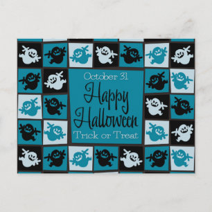Halloween ghost mosaic postcard