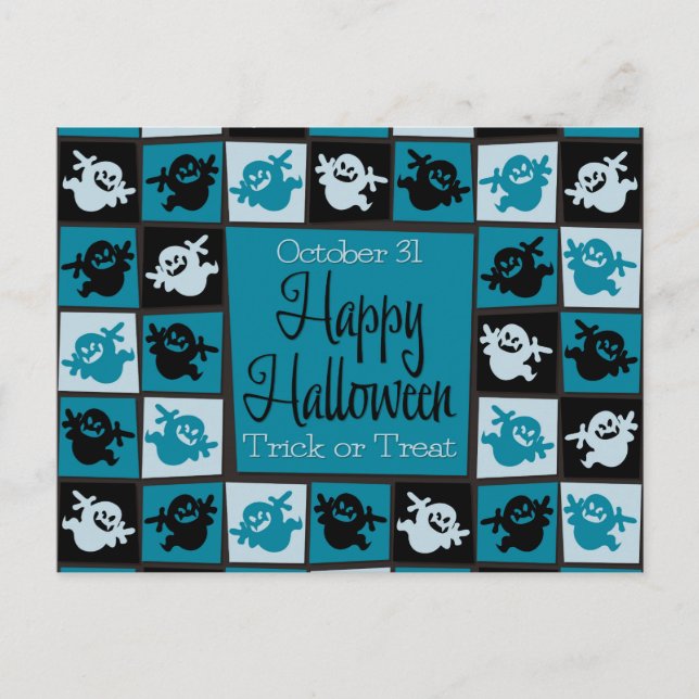 Halloween ghost mosaic postcard (Front)
