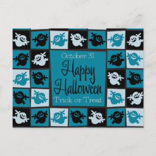 Halloween ghost mosaic postcard