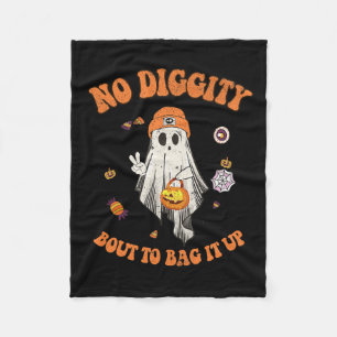 Halloween Ghost No Diggity Bout To Bag It Up Kids Fleece Blanket