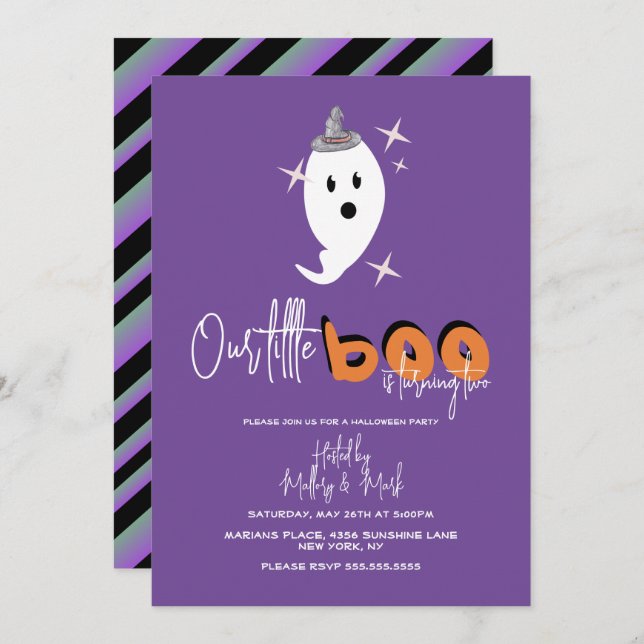 Halloween Ghost Notre Petite Invitation Boo (Devant / Derrière)
