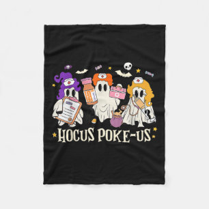 Halloween Ghost Nurse Hocus Ke Us Costume Scrub To Fleece Blanket