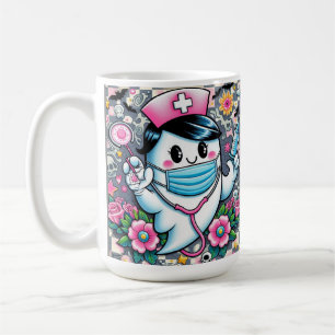 Halloween Ghost Nurse with Mask and Syringes Coffee Mug