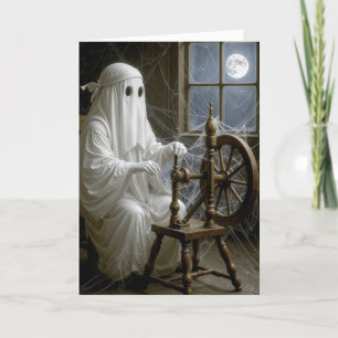 Halloween Ghost On Spinning Wheel Card