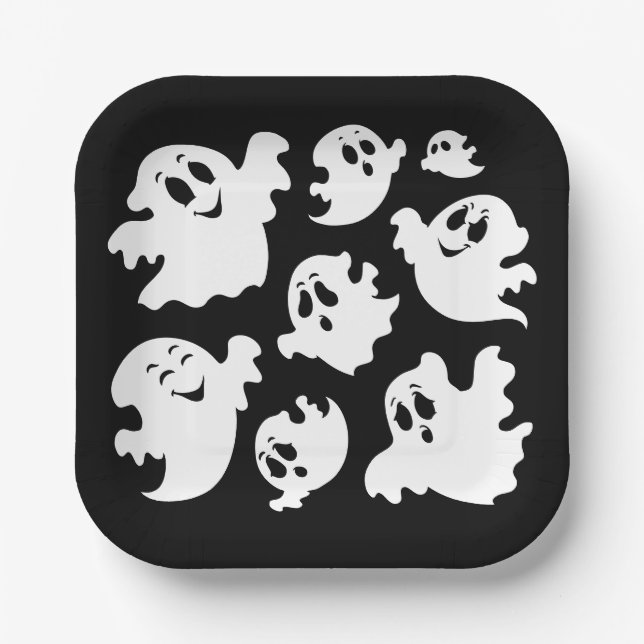 Halloween Ghost  Paper Plate (Front)