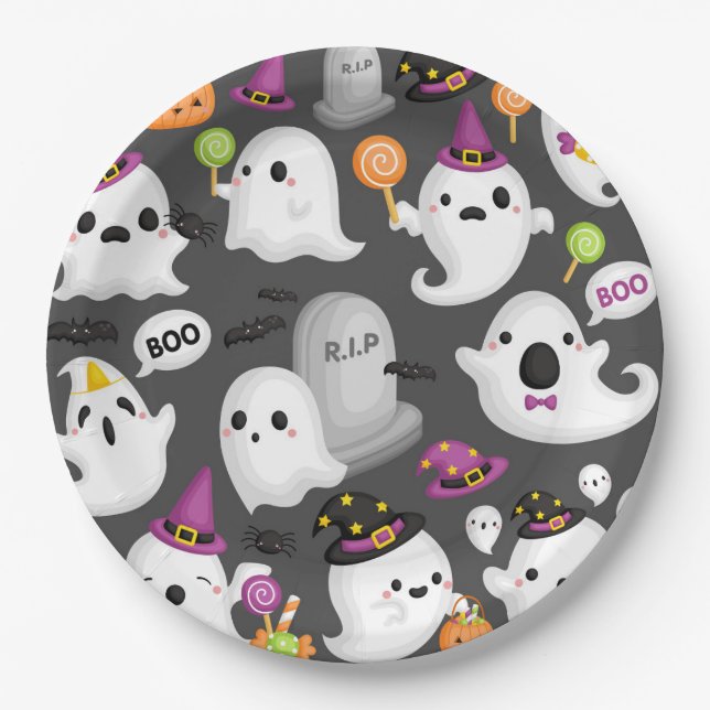 Halloween Ghost Paper Plate (Front)