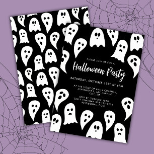 Halloween Ghost Party black and white Invitation