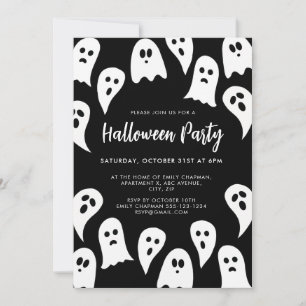 Halloween Ghost Party black and white Invitation