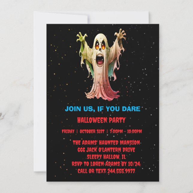 Halloween Ghost party invitation  (Front)