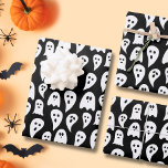 Halloween Ghost pattern Wrapping Paper Sheet<br><div class="desc">Spooky Halloween ghost pattern black and white wrapping paper sheets.  Matching items available.  Original art from artists own illustrations. Please use the message me button below for help with further customization and special requests.  © Zoe Chapman Design</div>