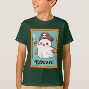 Halloween Ghost Pirate Costume Cute Stamp T-Shirt