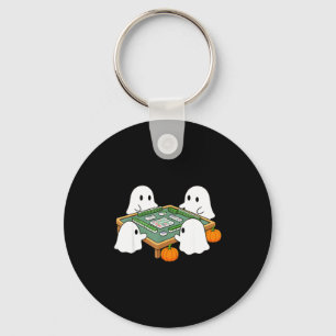 Halloween ghost playing mahjong spooky mahjong keychain