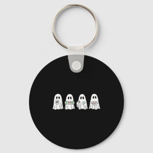 Halloween Ghost Playing Mahjong Spooky Season Game Keychain