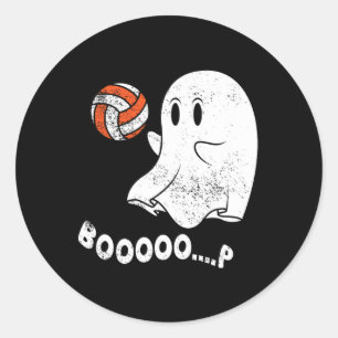 Halloween Ghost Playing Volleyll Player Sport Cost Classic Round Sticker