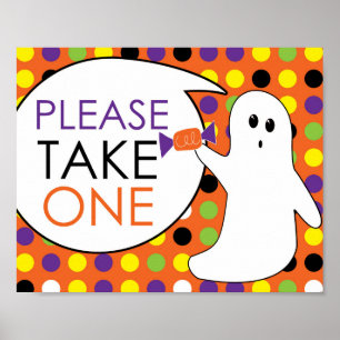 Halloween Ghost Please Take One Candy Poster