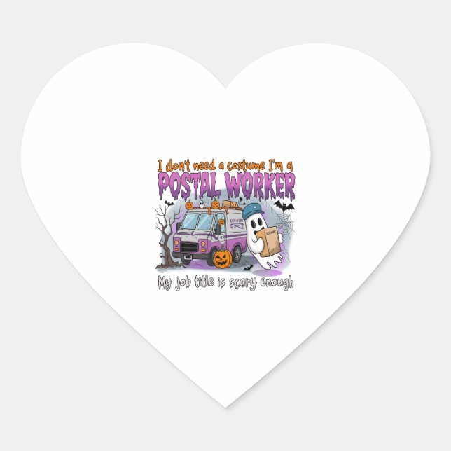 Halloween Ghost,Postal Worker Heart Sticker (Front)