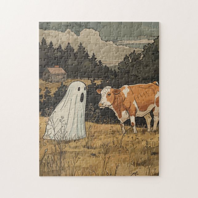 Halloween Ghost Print Modern Farmhouse Puzzle (Vertical)