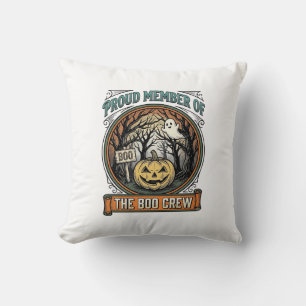 Halloween Ghost Proud Member Boo Crew Vintage Funn Throw Pillow