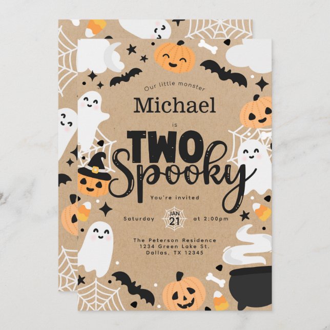 Halloween Ghost Pumpkin 2nd Birthday Party Invitation (Front/Back)