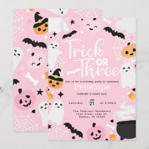 Halloween Ghost Pumpkin 3rd Birthday Party Invitation