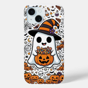 Halloween Ghost Pumpkin Candy Pattern Witch  iPhone 15 Case